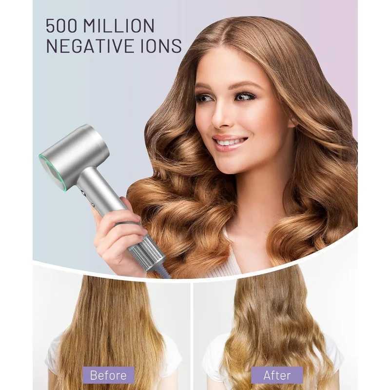 Hair Dryer - 50000 RPM High-Speed Brushless Motor Negative Ionic Blow Dryer for Fast Drying W250220