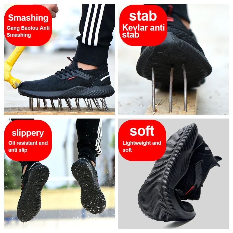 Work Sneakers Steel Toe Shoes Men Safety PunctureProof Boots Fashion Indestructible Footwear Security 250219