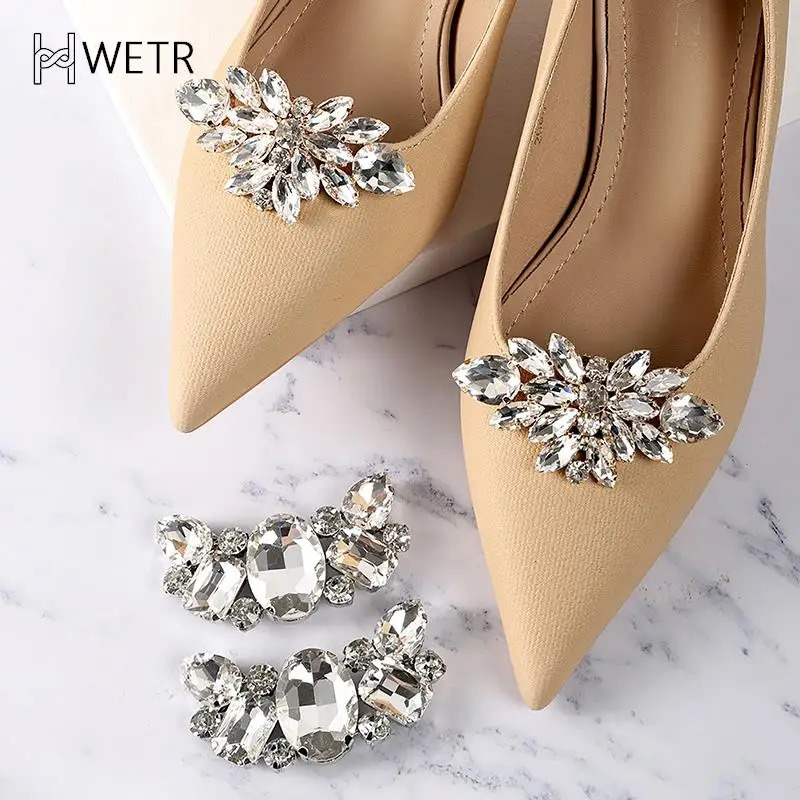 1Pcs Lady Shoe Clips Wedding Bride Shoes Decoration For Women High Heel Removable Jewelry Rhinestones Crystal Decorations 250219