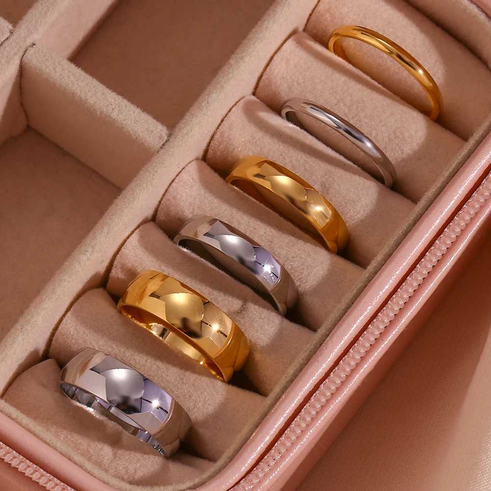 Size 5-10 Waterproof Stainless Steel Ring Gold Plated Silver Color 2mm 4mm 6mm Basics Rings For Men Wen Stackable Rings X250220