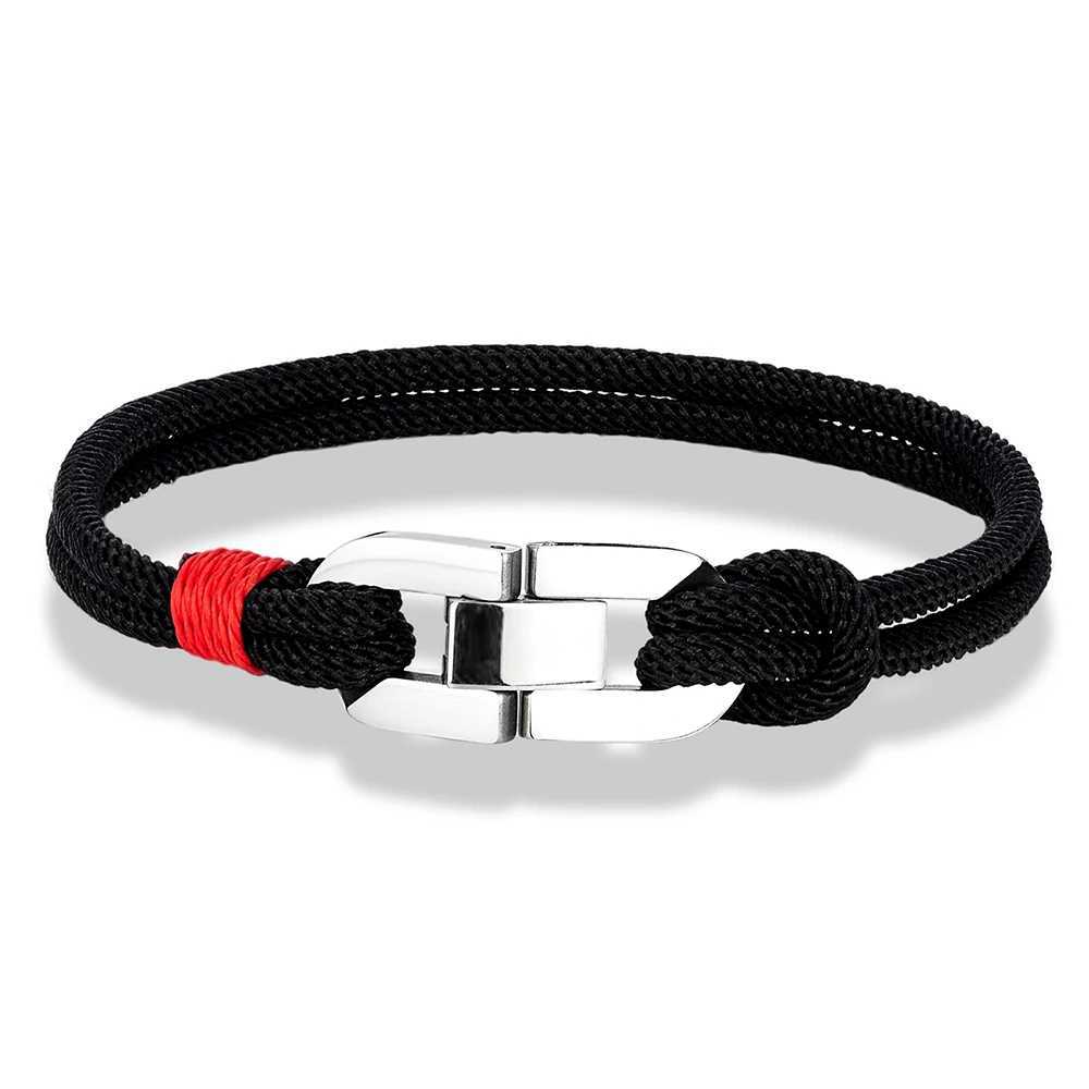 ENDN New Double Strand Braided Rope Bracelet Stainl Steel Cuban U-buckle Bracelets for Men Women Couple Jewelry GiftsXJ250219