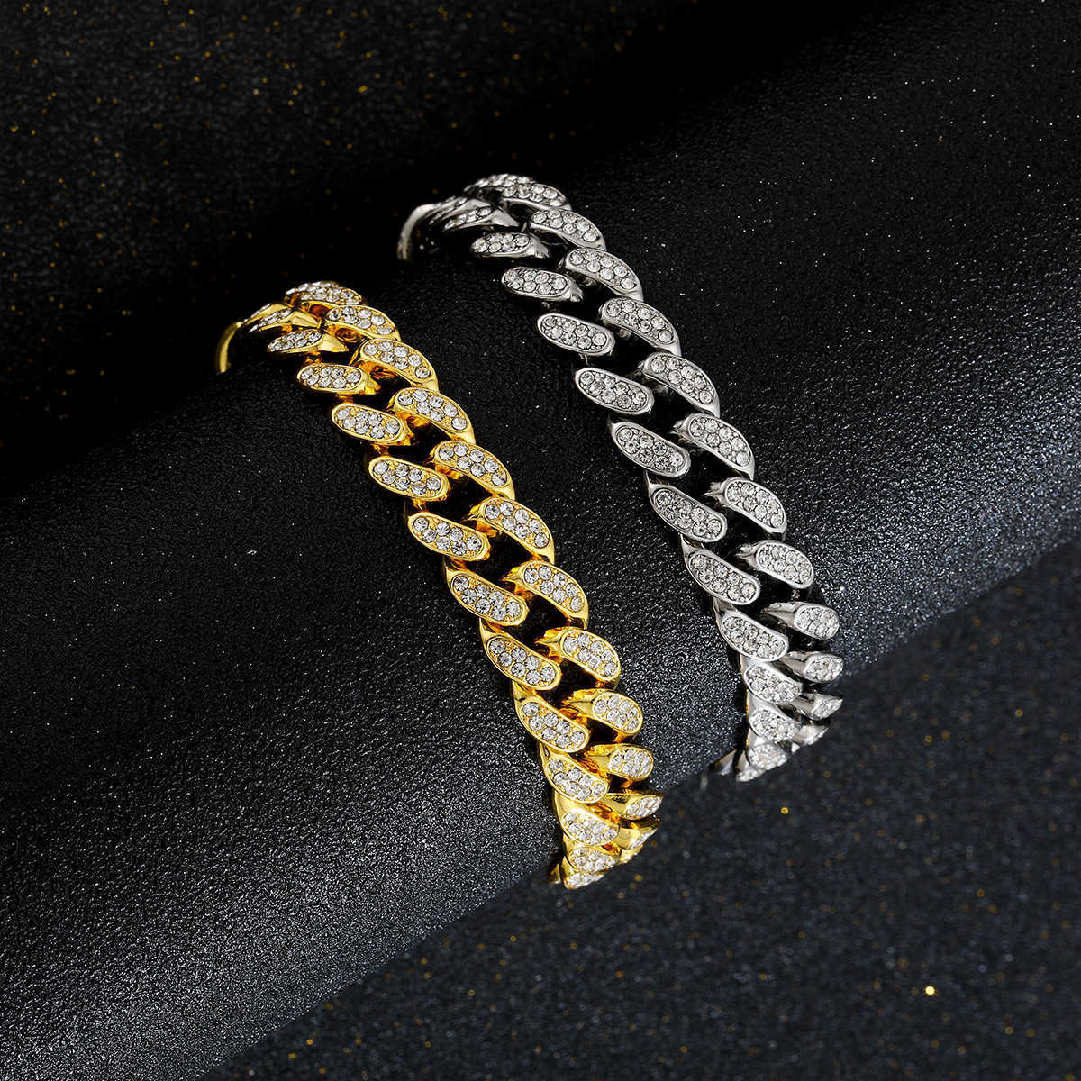 Charm Bracelets Fashion bracelets mens accessories diamond studded alloy hip-hop bracelets electroplated couples hand accessories H25220