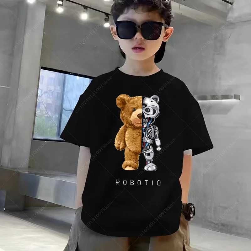 T-shirts Funny Bear Boy Girl Cute Cartoon Shirt Kid Summer Animal Anime Tops Tee Children Baby Family Group Clothes Unisex Teenager 3-14y H250220