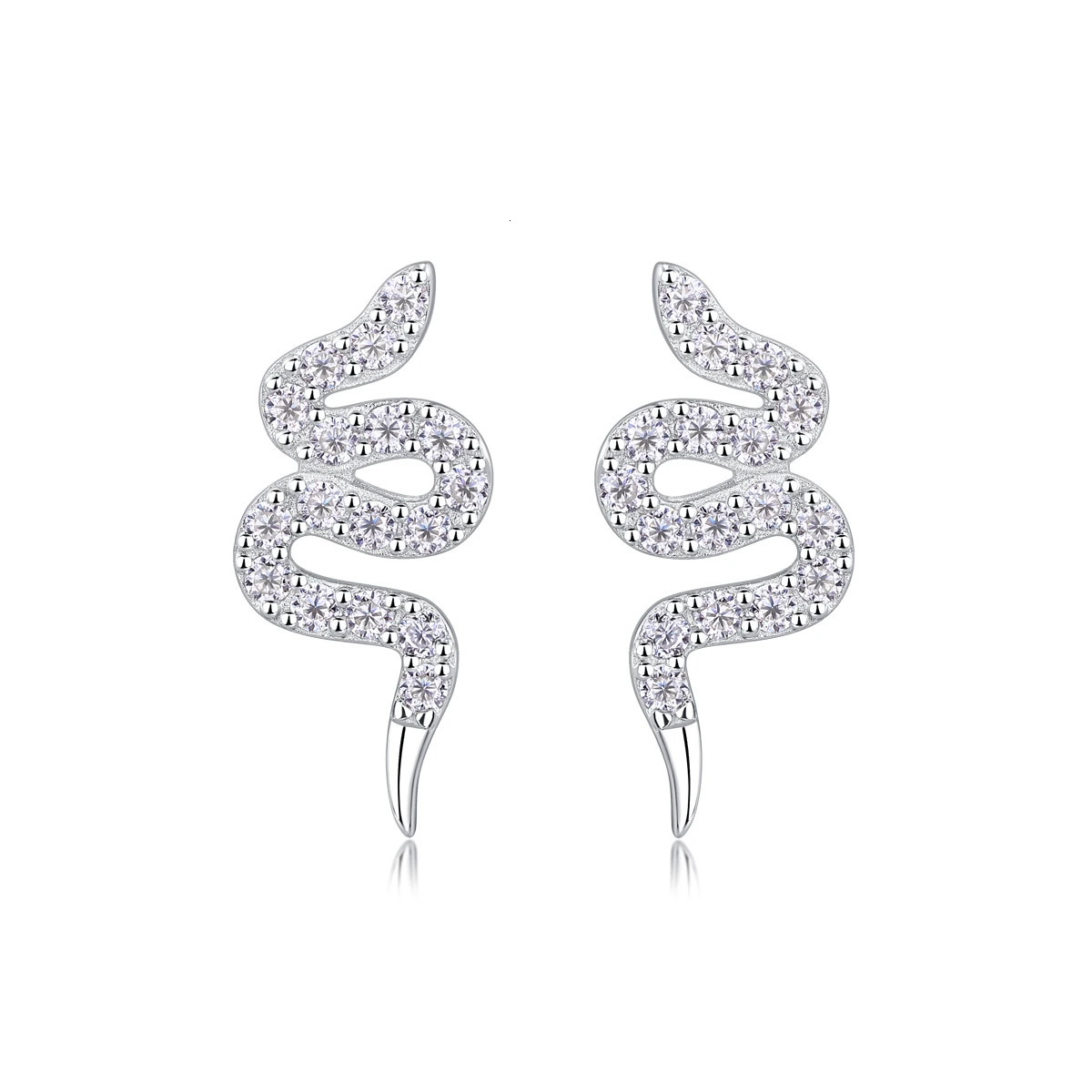 925 sterling silver snake stud earrings with Moissanite low allergenicity durability and elegant female 250220
