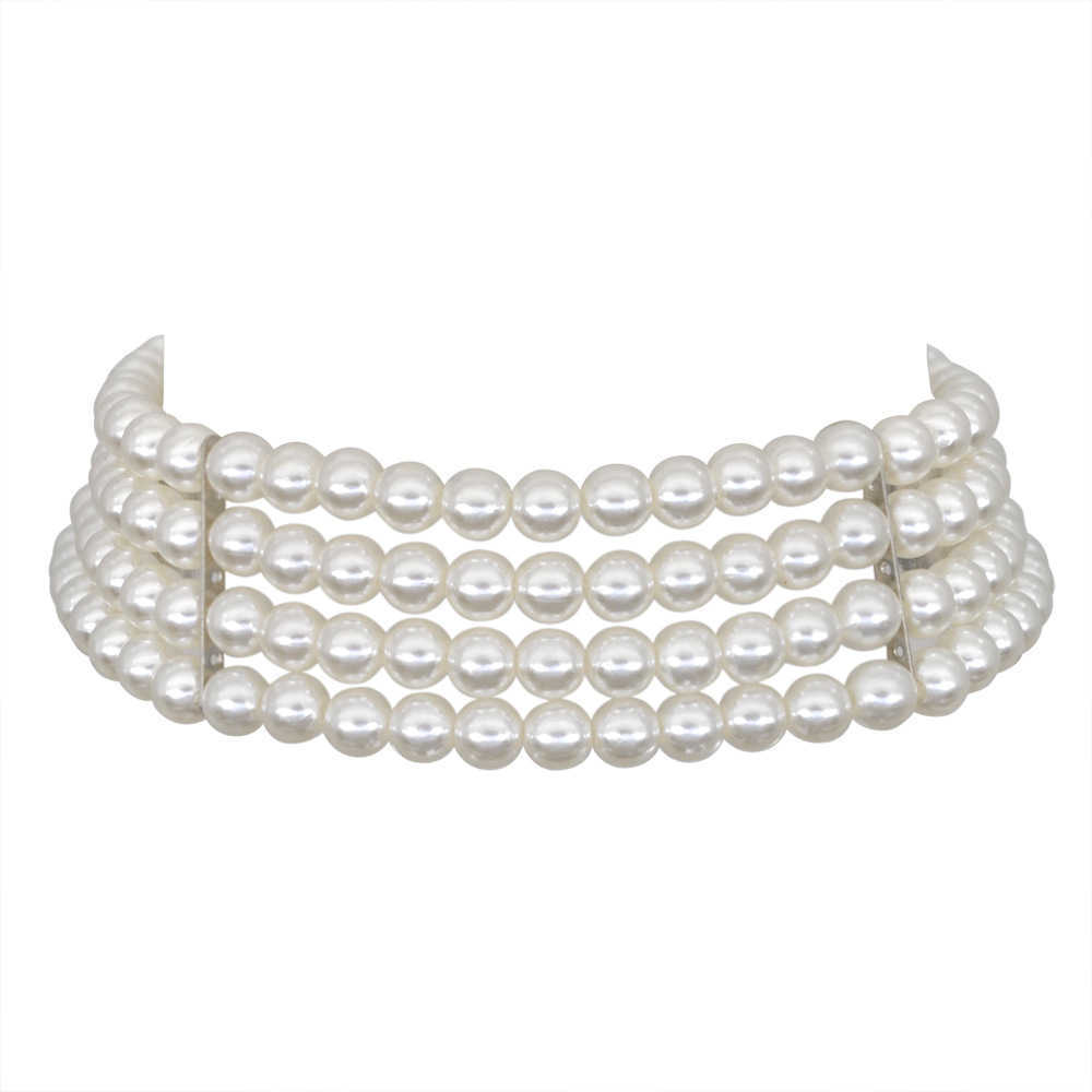 Pendant Necklaces Multi layer bead pearl necklace with feminine charm choker collarbone chain accessory H25219