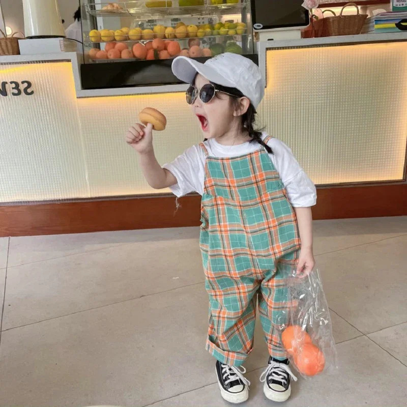 Suspenders Jumpsuit For Girls Pockets Trousers Spring Summer Bodysuit Casual Rompers Fashion ChildrenS Clothing 250117