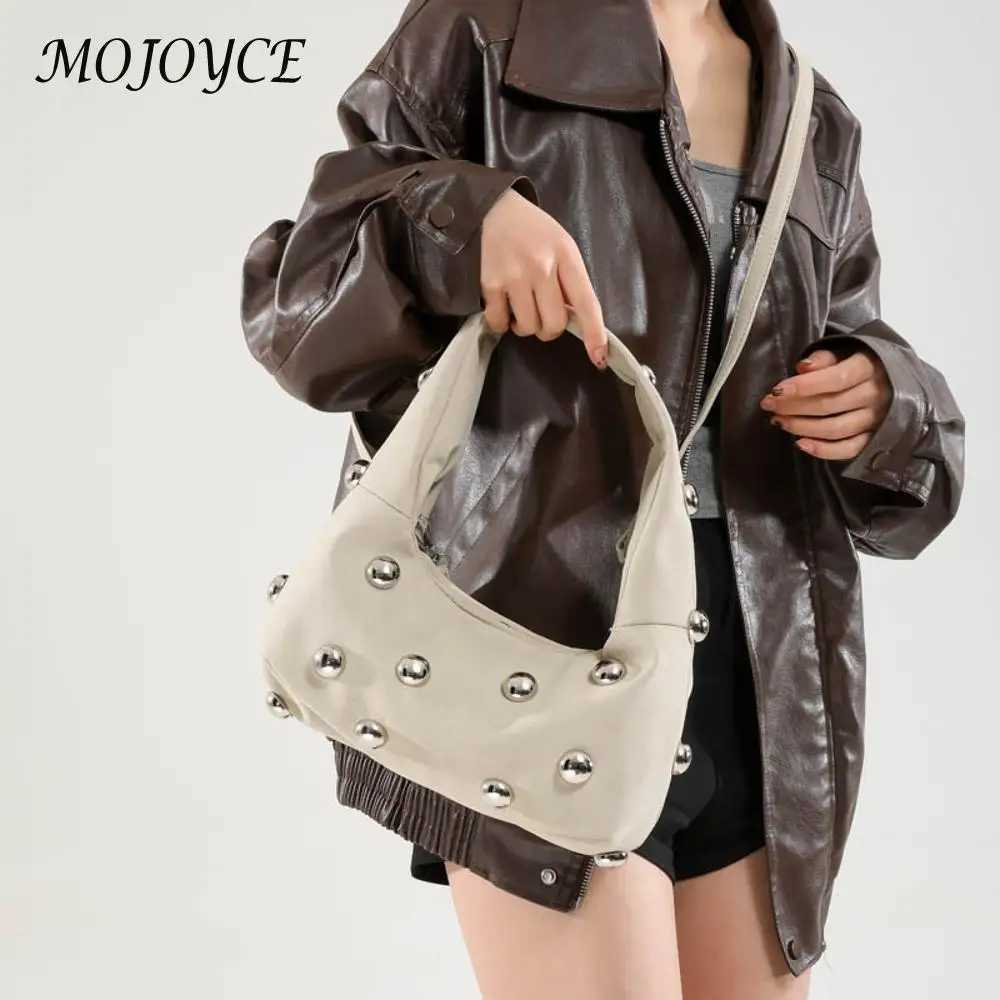 Women Faux Suede Shoulder Bag Adjustable Strap Fashion Zipper Closure Punk Style Satchel Purse Outdoor Travel Bag Y250218