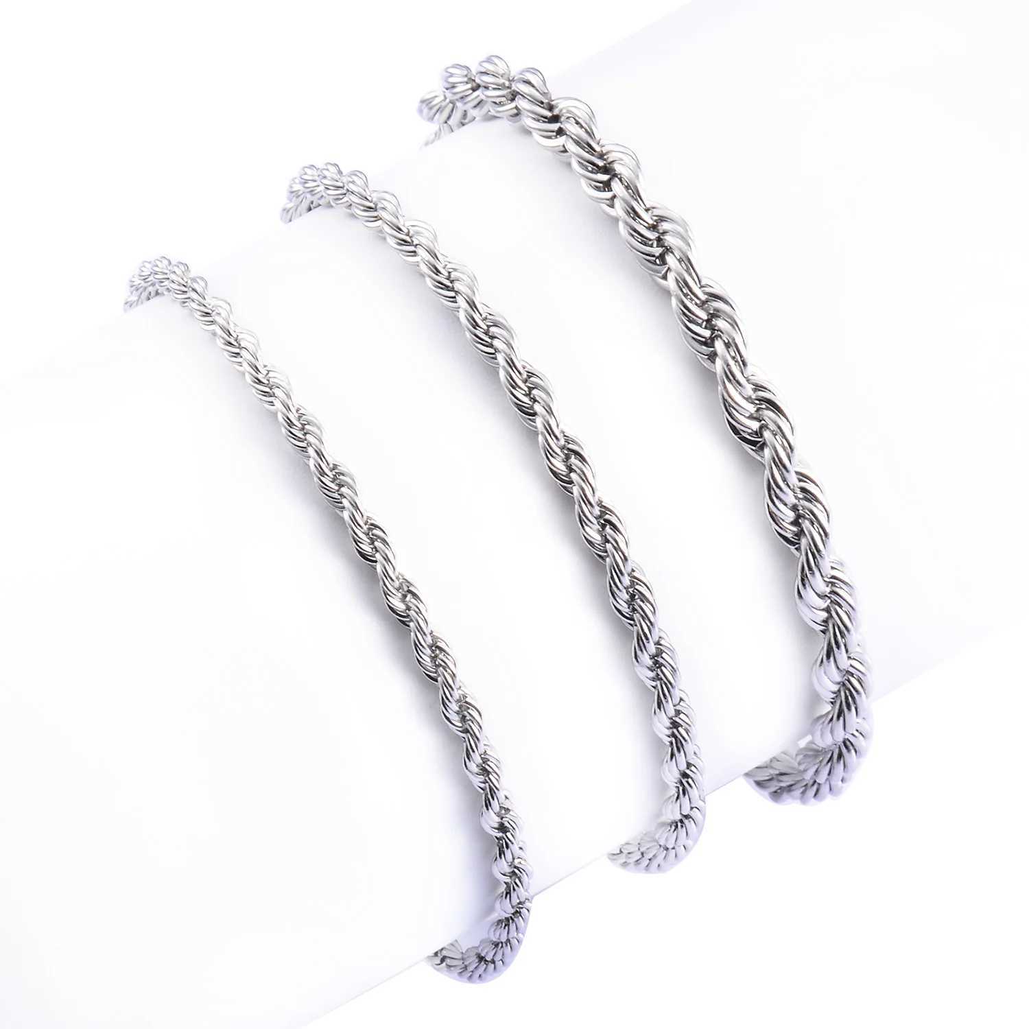 2//3/4mm Stainl Steel Rope Chain Bracelet For Woman Girl Gold/Silver Color Classic Fashion Jewelry Gift WholesaleXJ250219