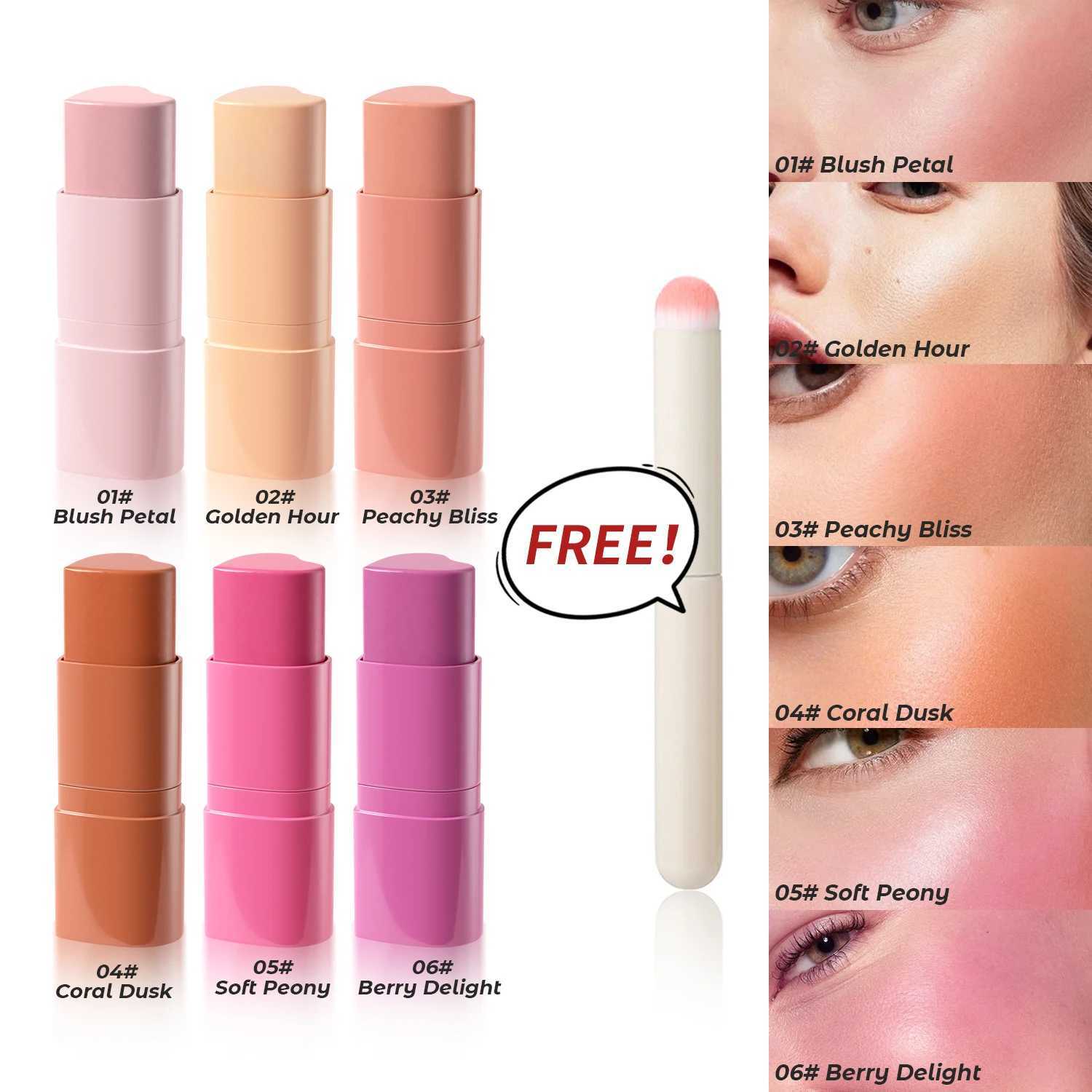 VISION 6-Color Heart-Shaped B Stick Matte Mousse texture is easy to color gift 1pcs makeup brushW250220