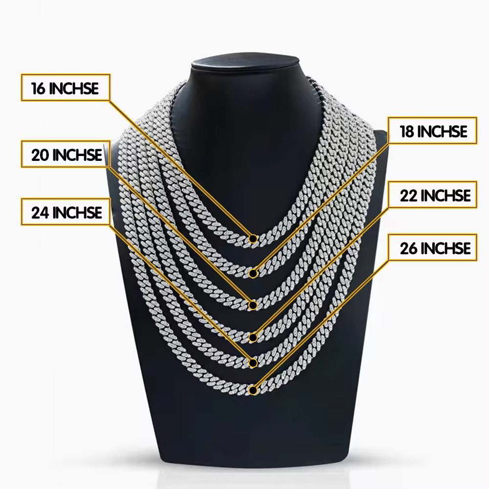 Boutique Electroplating Cuban S Pure Sier Jewelry Silica Hiphop Chain Necklace 14k Gold 12mm White