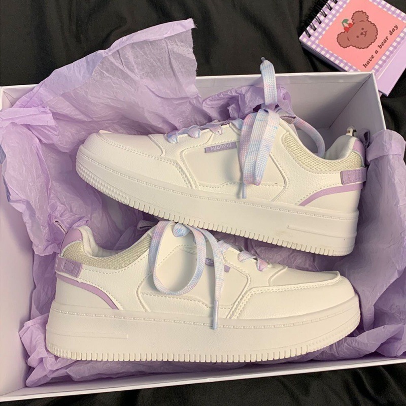 2025 Spring/summer New White Fashion Multi Functional Leather Face Women's Designer Shoes Korean Edition Breathable Casual Sports Flat Shoes