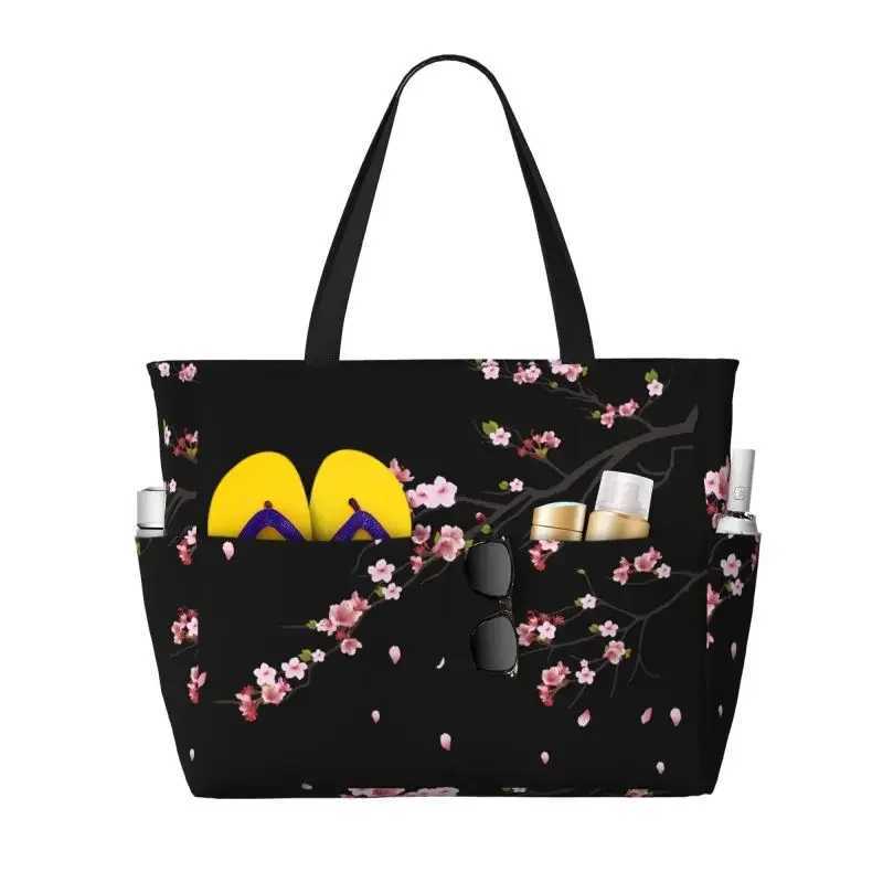 Japanese Sakura Beach Handbag Waterproof and Sand proof Zipper Beach Handbag Swimming Pool Gym Travel Z250219