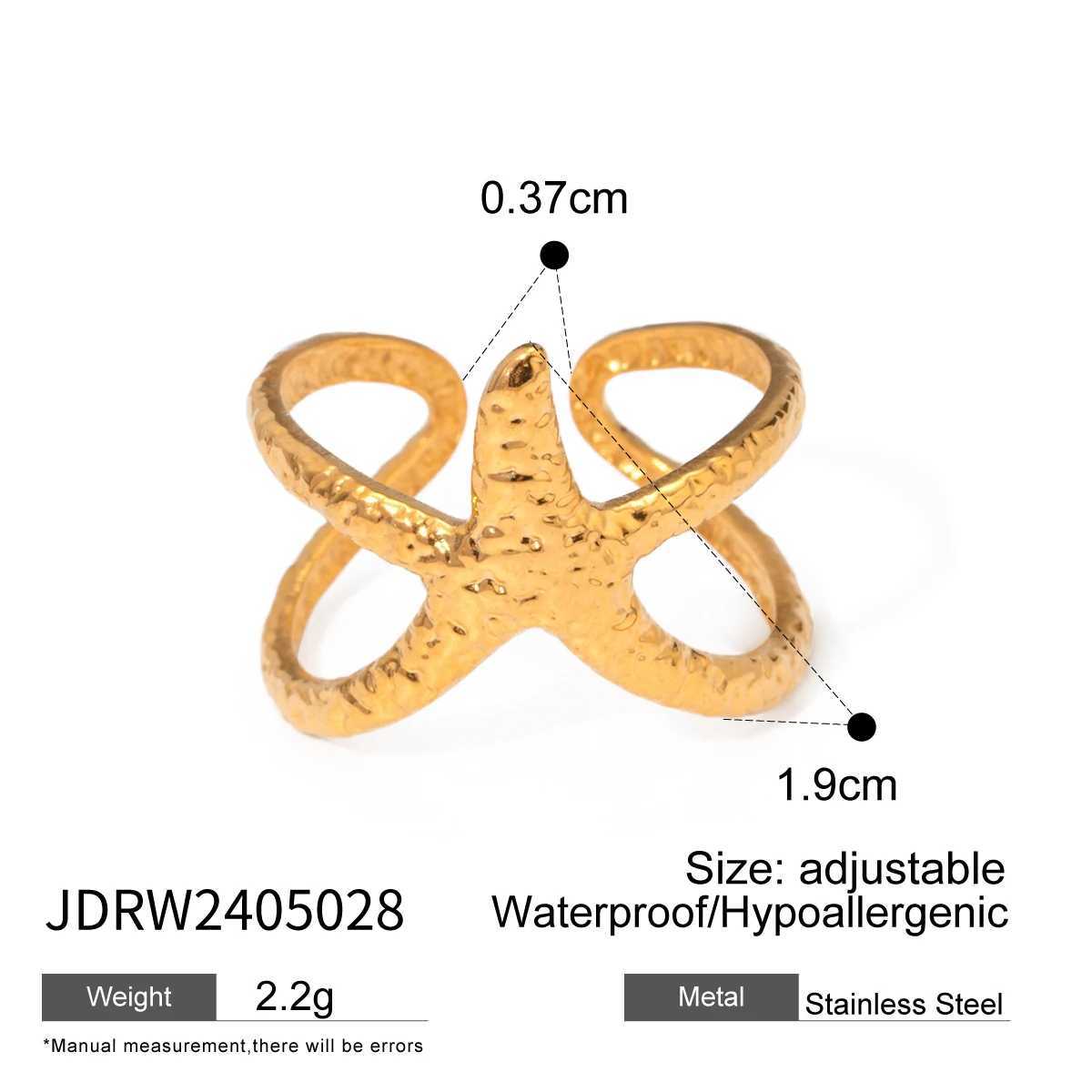 Uworld Beach Style Stainless Steel Star Open Ring Metal Waterproof Fashion Gold Color Jewelry Gift ring stainless steel women X250220