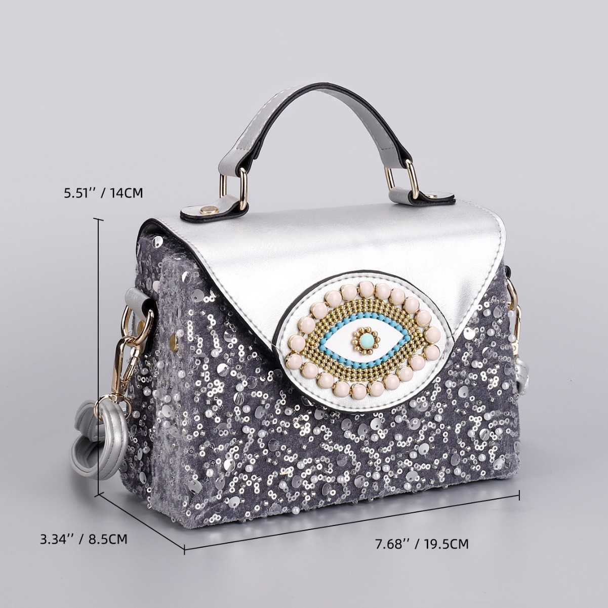 Autumn Winter Eye Box Bag Beaded Handheld Small Square Bag Ethnic Style Crossbody Bag 250215