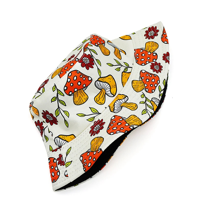 Bocca Cartoon Mushroom Printing Bucket Hat Colorful Pattern Fisherman Hats Double Sides Panama Cap Unisex Selling Style 250117