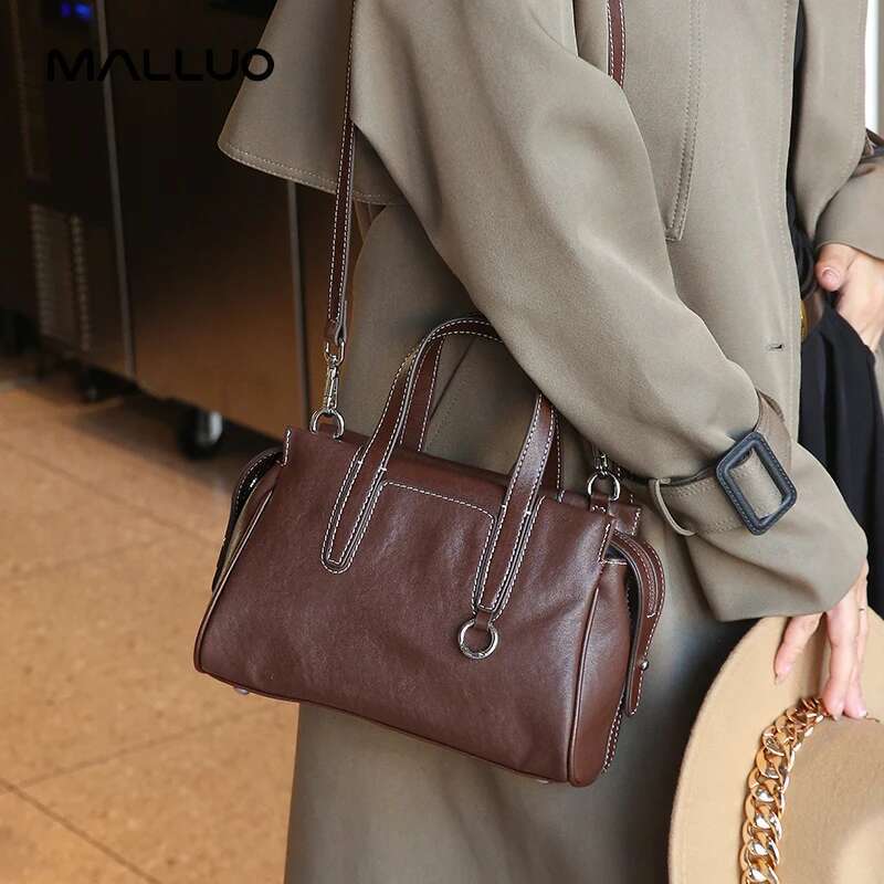 Women's Cowhide Genuine Leather Bag Female Crossbody Designer Shoulder Bags Ladies Casual Commute Soft Handbag For Lady