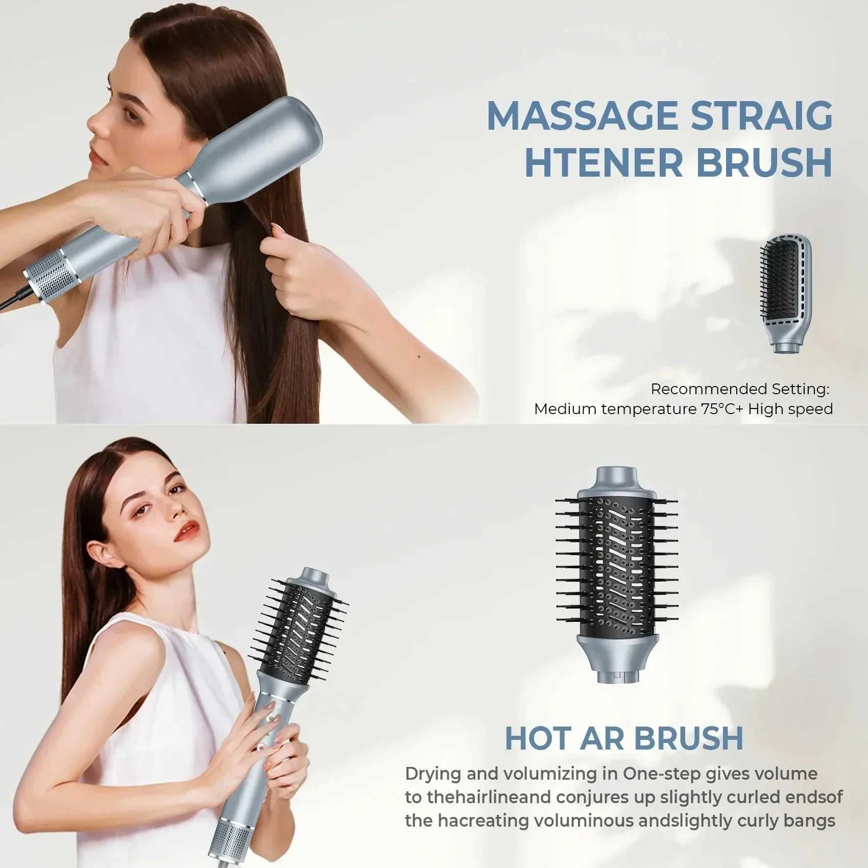 Professional 5 in High Speed Hair Dryer Styling Tool Hot Air Brush Negative Ions Air Styling Curling Iron 400W Powerful Wind W250220