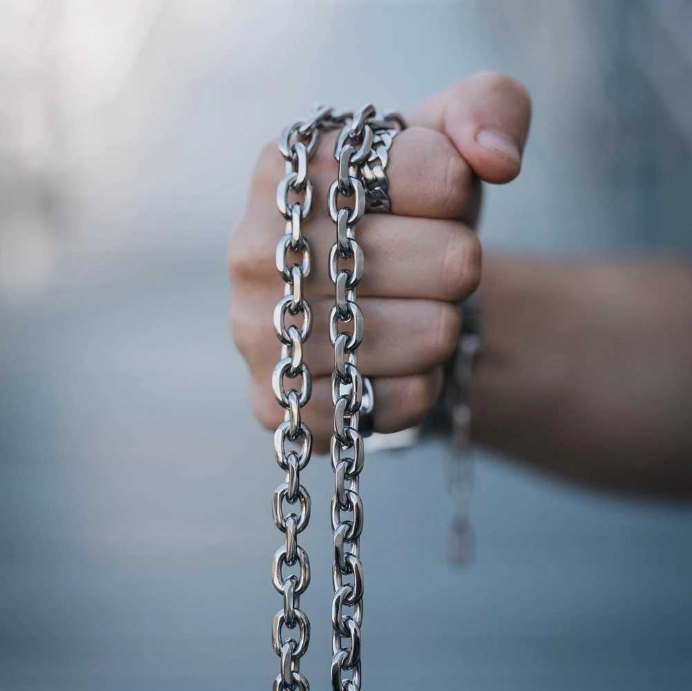 8mm Chunky Bevelled Cable Link Chain Necklace Stainl Steel Grunge Jewelry Punk Gothic Necklace Gift for HimXJ250219