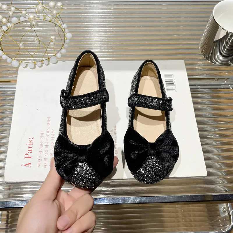 Girls Shoes Bowknot Bling Princess Shoes Vintage Children Wedding Flower Girl Footwear Party Toddler Infant First Step 3-8 Years X250220