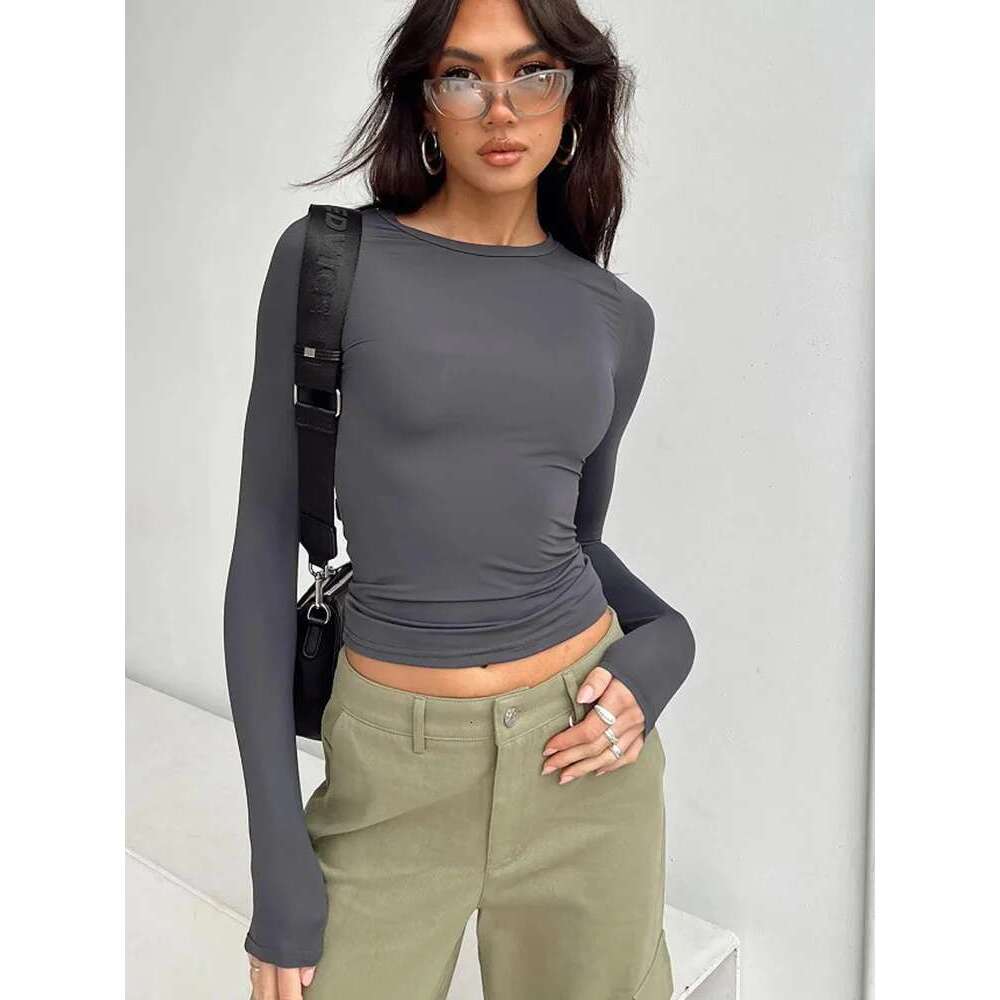 Women's Casual Economy Long Sleeves, Slim Fit Sweaters, Basic T-Shirts, Streetwear T-Shirts for Women, Spring, Autumn