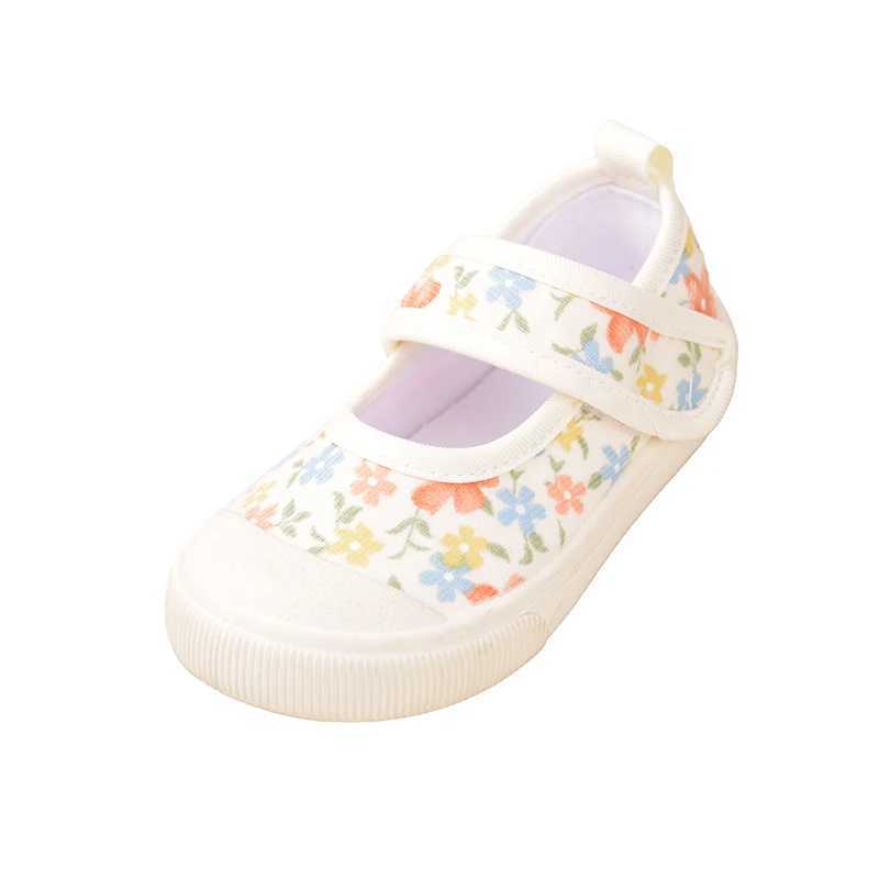 Spring Little Girls Small Floral Print Princess Canvas Children Good-looking Flat Casual Sneakers EK9S36 X250220