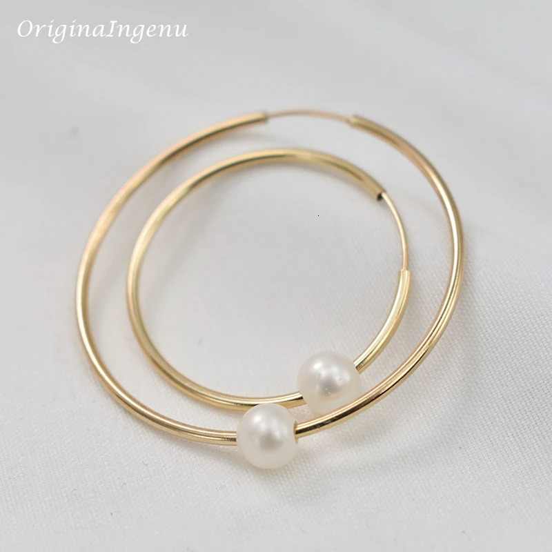 14K Gold Filled Hoop Earrings Natural Pearl Jewelry Gold Hoop Earrings Brincos Pendientes Earrings Boho Earrings Gold Jewelry 250219