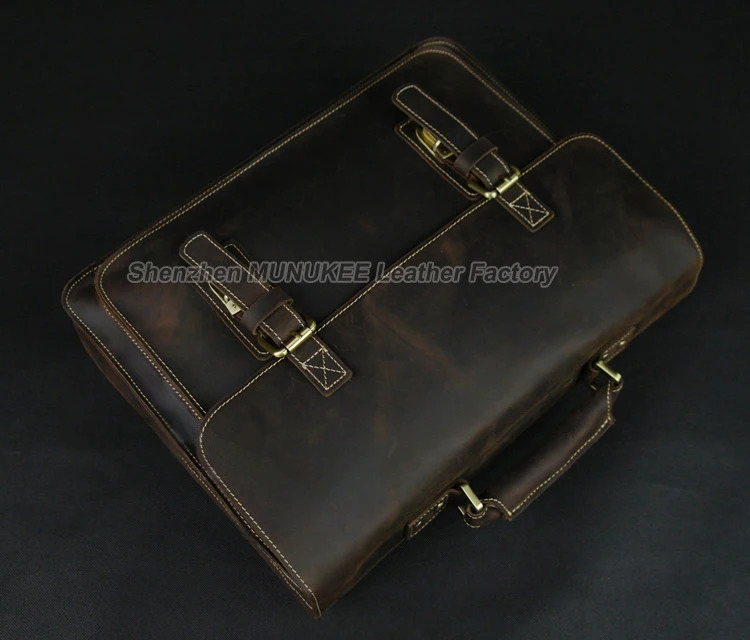 Vintage Crazy Horse Genuine Leather Shoulder bag Men Crossbody bag Messenger Bag Sling Real Leather Handbag tote Leisure Brown 250218