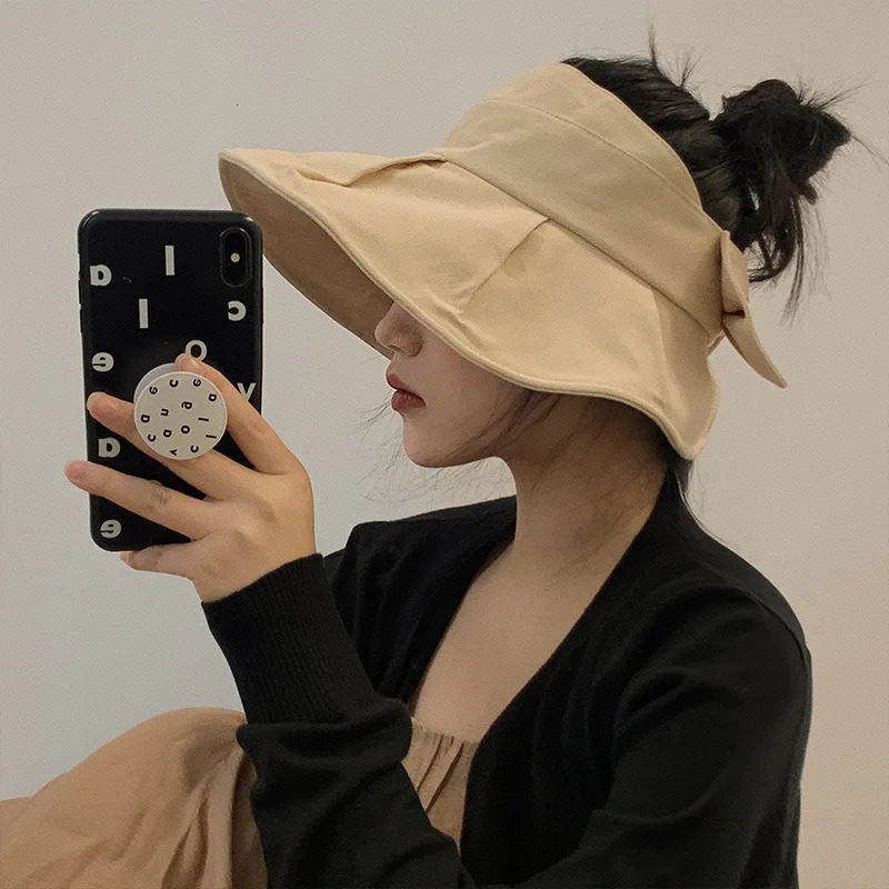Breathable wide Brim Empty womens top hat summer folding portable beach sun hat elegant bow adjustable Panama hat for girls 250219