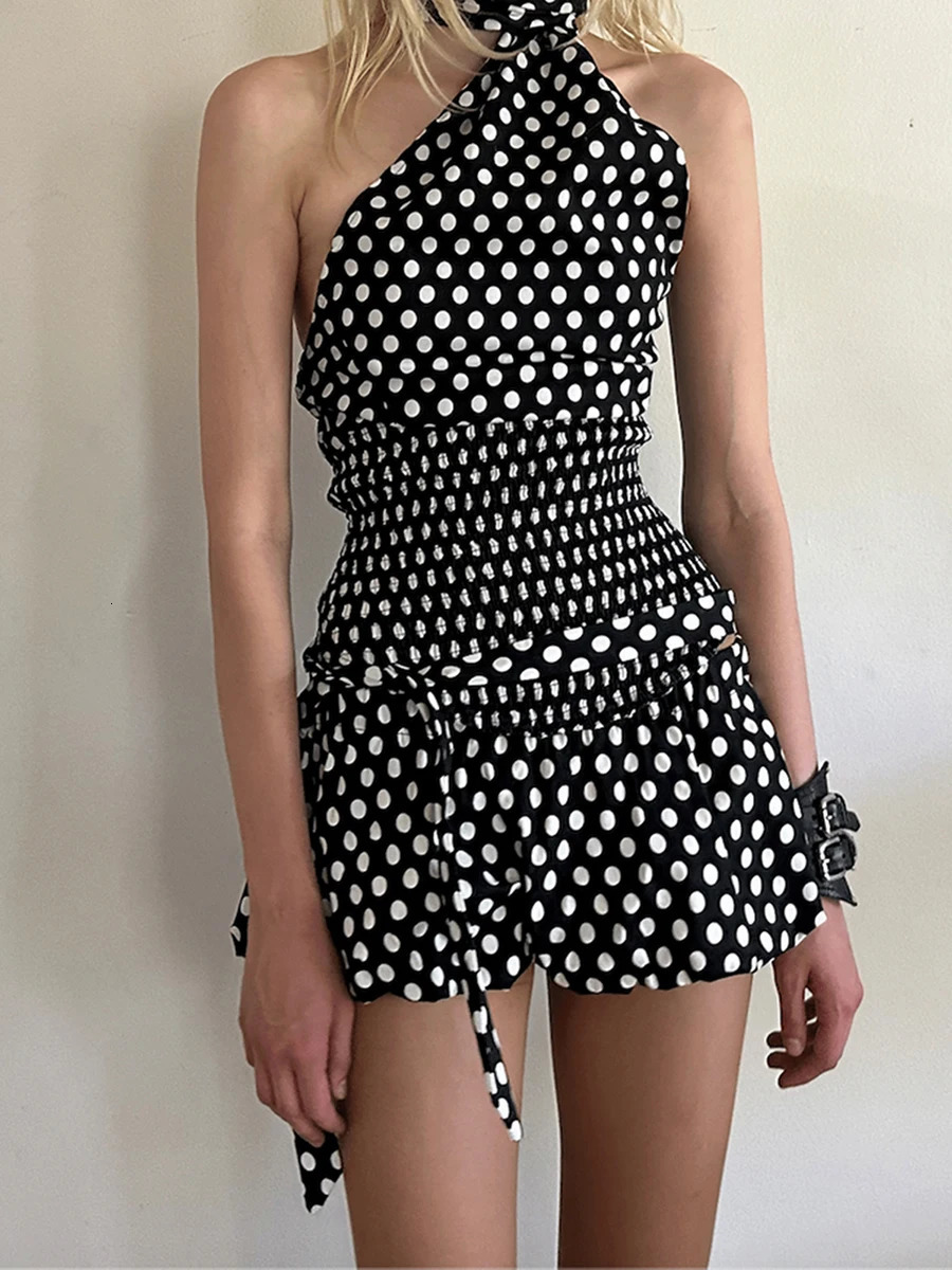 Women Y2K 2 Piece Bubble Skirt Outfit Set Off the Shoulder Plaid Halter Tank Top and Puff Mini Skirt with Belt Party Clubwear 250220