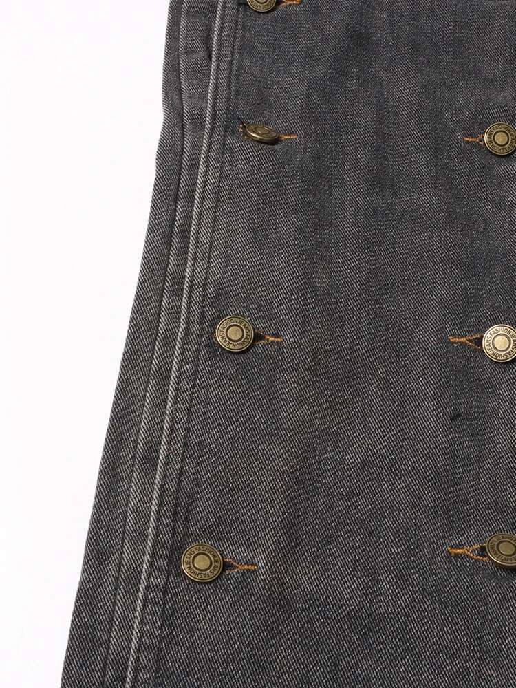 Patchwork Button Denim Loose Pants For Women High Waist Streetwear Straight Jeans Female Fashion Clothing 2025New