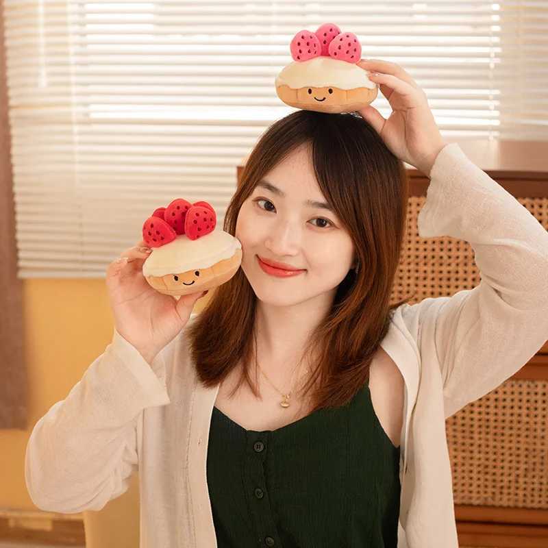 Kawaii Cartoon Hot Cake Plush Doll High Quality Soft Stuffed Fruit Strawberry Wedding Cake Simulation Food Plush Toy Home DecorT250310
