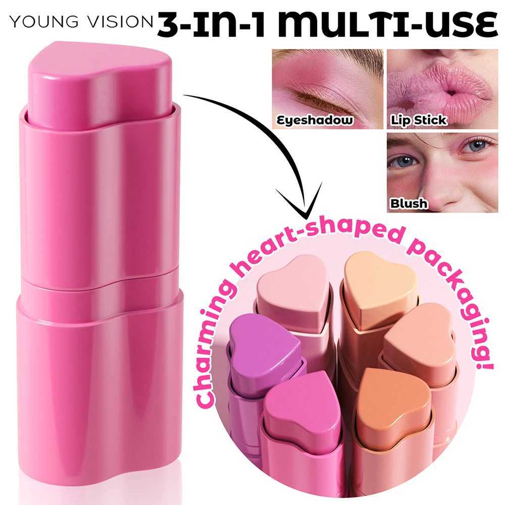 VISION 6-Color Matte Heart B Contour Stick Face Sculpting Mousse B and Lipstick 3-in-1 gift 1pcs makeup brushW250220