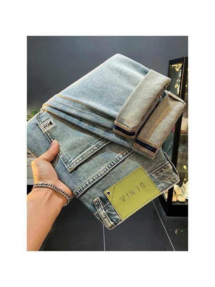 New Trendy Brand Minimalist Basic Versatile Scratch Jeans For Men Loose Retro Blue Tapered Washed Casual Hair Small Leg Pants X250220