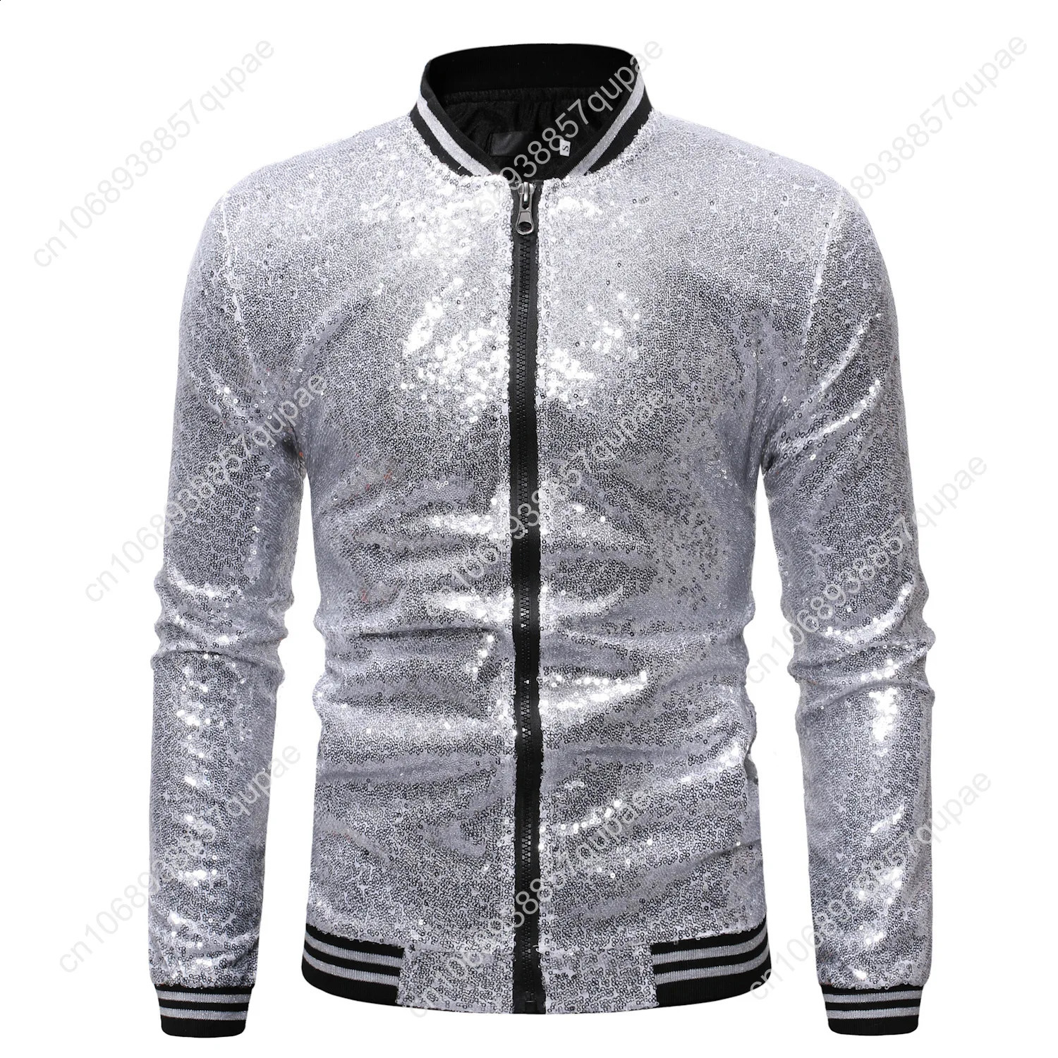 Glitter Metallic Disco Cool Reflective Jacket Men Women Zipper Windbreaker Coat Party Cycling Baseball Bomber 250218