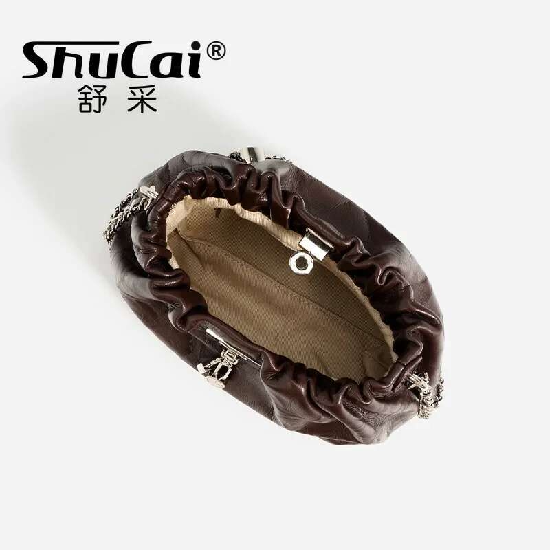 SHUCAI Designer Chain Handbag Genuine Tote Cloud Women Soft Cowhide Leather Small Shoulder Bag Fashion 2025