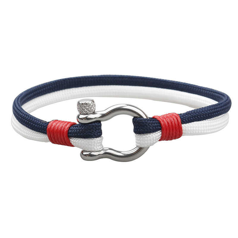 Charm Bracelets New stainless steel buckle bow type hot selling product ship anchor fashion beach umbrella rope bracelet hand decoration rope technolo