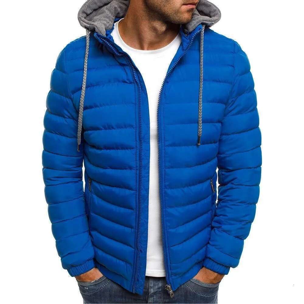 Men's Outerwear Autumn/Winter Solid Color Casual Hooded Men's Down Cotton Jacket Short Style Middle-Aged And Young People Decoration Body C