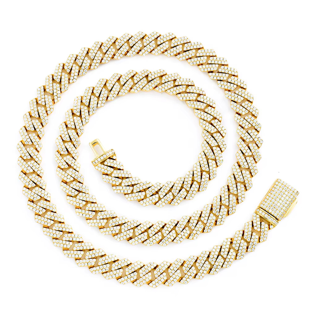Hip Hop 10mm s Angle Style Cuban Chain Sier Moissanite Jewelry