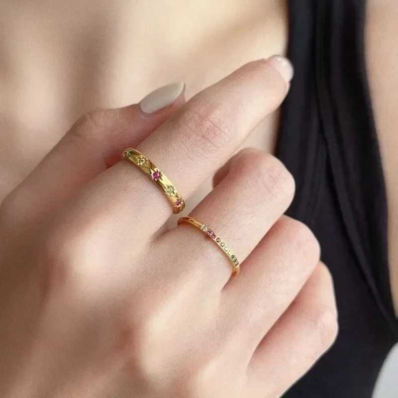 Vintage Metal Color Star Cubic Zircon Stone Rings for Wen Gold Color Adjustable Open Ring Stackable Rings Jewelry Gift X250220