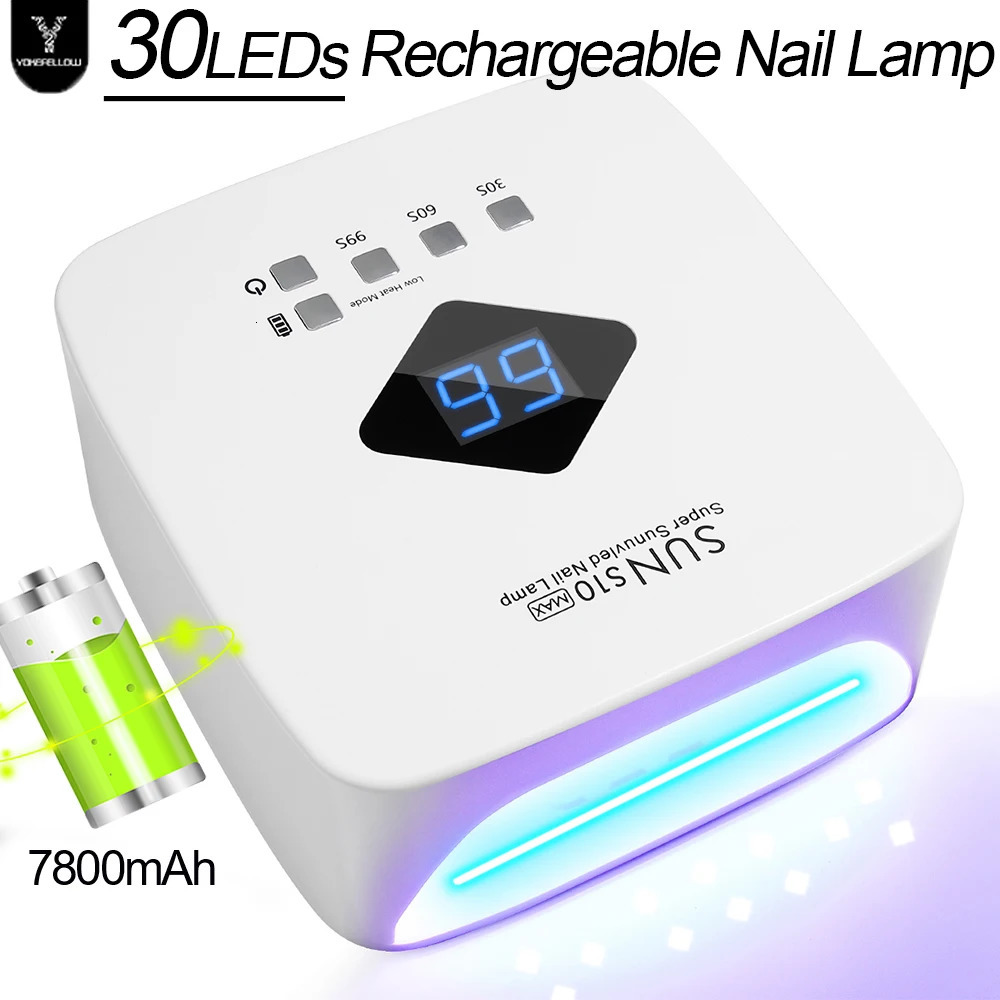 Upgrade 168W 30LEDs Professional Rechargeable UV LED Nail Lamp Cordless UV Light for Gel Nail with 3 Timer Setting for Salon Use 250214