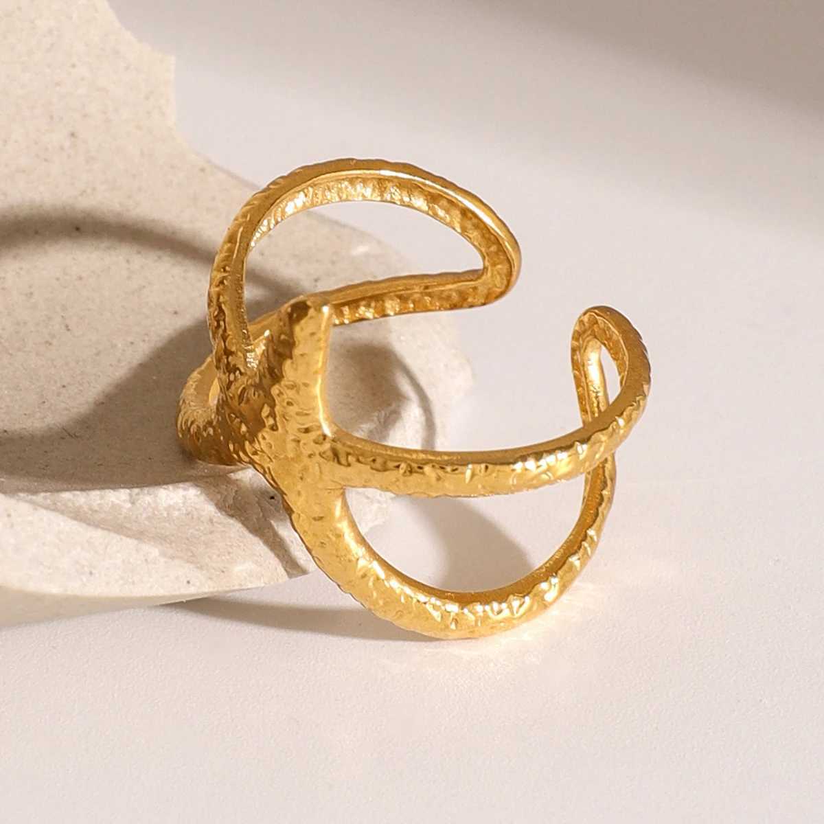 Uworld Beach Style Stainless Steel Star Open Ring Metal Waterproof Fashion Gold Color Jewelry Gift ring stainless steel women X250220