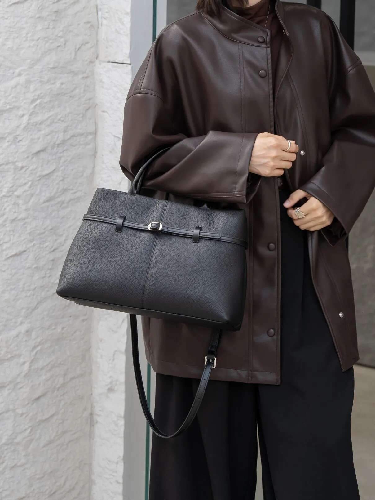 Genuine Leather Fashion Women Black Handbag Desiger Ladies Shoudler Cross Large Brown Bags