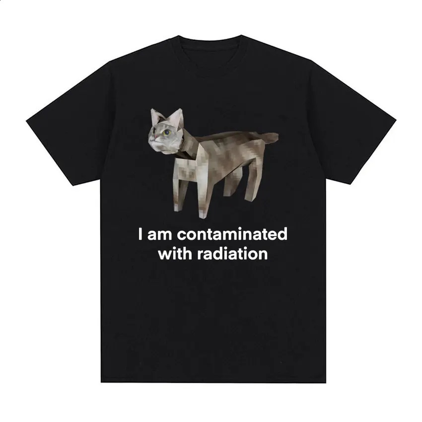 I Eat Cement Cursed Cat Funny Meme T Shirt for Men Women Fashion Casual Short Sleeve T Shirts Male Oversized Cotton T-shirt Tops 250220