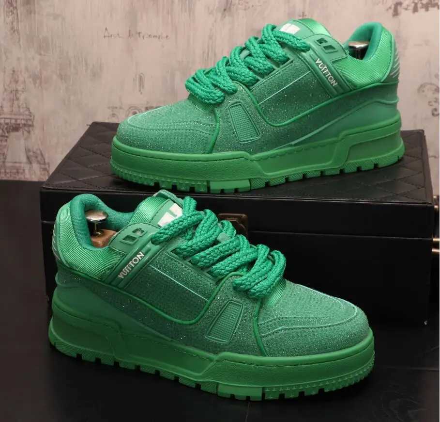 Sneakers Casual Mens Designer Punk Bling Board Shoes Fashion Microfiber Leather Breathable Height Increased Flat Platform ShoesC250219