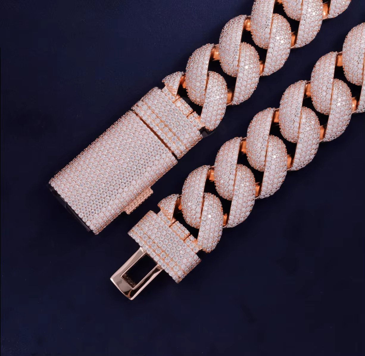 Heavy Custom Pink 22mm Gold Plated D Color VVS Moissanite Iced Out Dia Cuban k Bracelet Necklace for Men