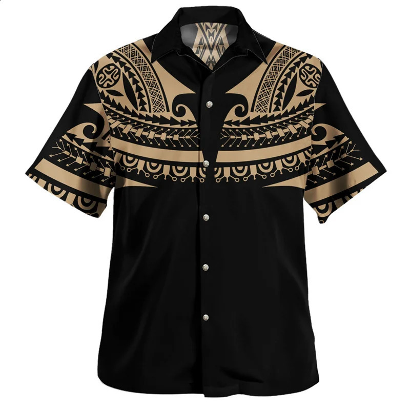 Summer Vintage 3D Polynesian Islands Printed Shirts Coat Of Arm Graphic Short Men Fashion Cool Clothes Top 250220