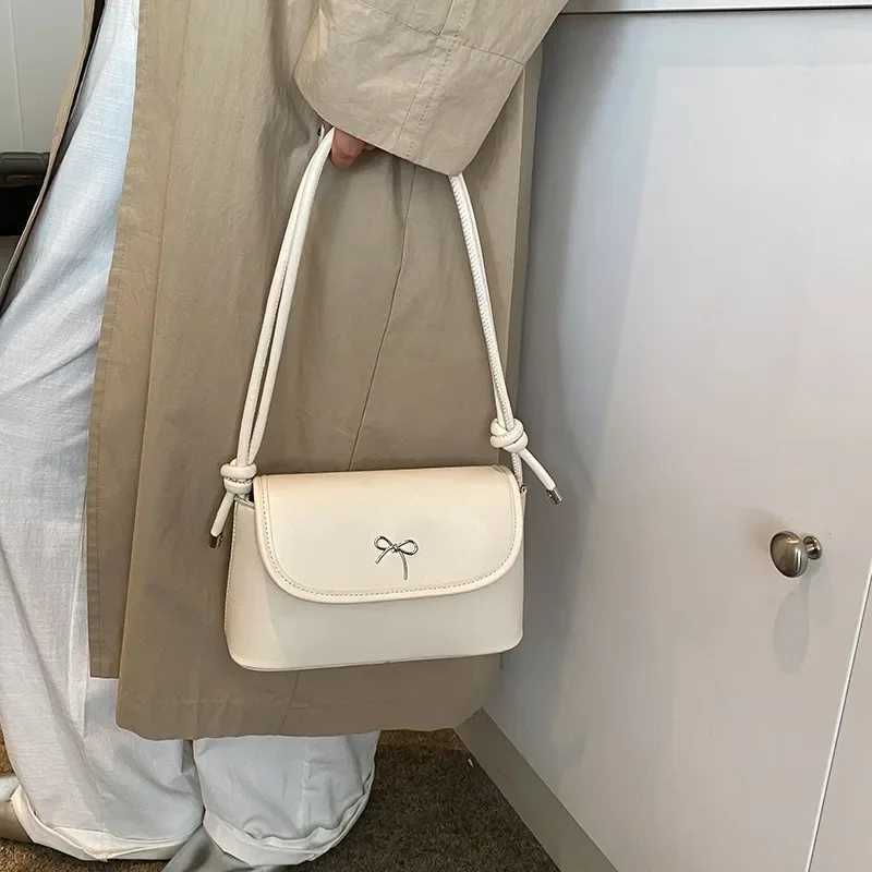 Harajuku Bow Silver Underarm Bag Purse Women Hot Girls Sweet Cute Leather Baguette Bags Female Vintage Y2k Messenger Bag Y250218