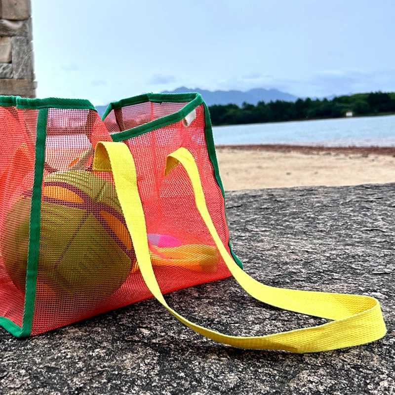 Summer Ins Large Capacity Beach Bags Mesh Hollow Portable Swimming Shopping Tote Outdoor Travel Bag Toy Storage Handle Tote Z250219