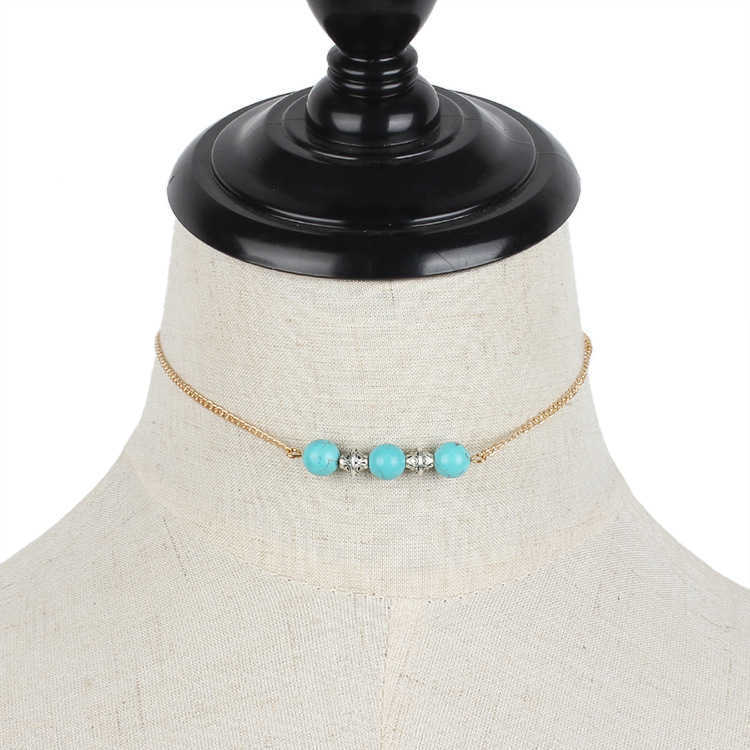 Pendant Necklaces Popular jewelry short turquoise necklace collarbone chain H25219