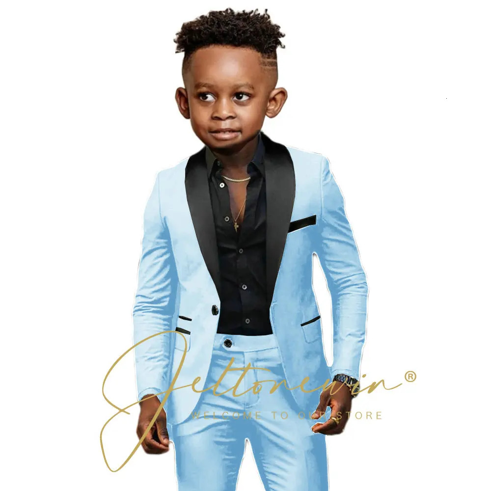 White Boys Suits 2 Pieces Wedding Formal Party Tuxedo Child Shawl Lapel Kids Dress Jacket Pants Slim Fit Blazer Sets 250219